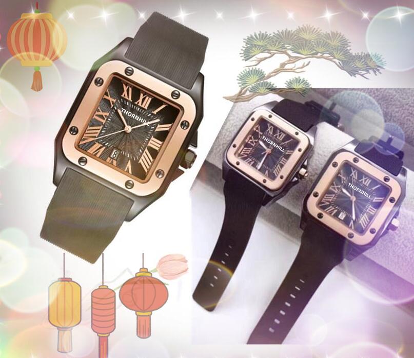 Couple women men Gentalmen luxury watches brown black green rubber belt fashion wristwatch square dial tank designer Relogio Montre male clock, As pic
Couple women men Gentalmen luxury watches brown black green rubber belt fashion wristwatch square dial tank designer Relogio Montre male clock, As pic