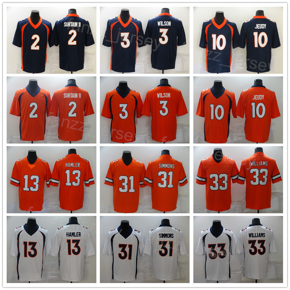 Men Football 2 Pat Surtain II Jersey 10 Jerry Jeudy 31 Justin Simmons 3 Russell Wilson 33 Javonte Williams 13 KJ Hamler Navy Blue White Orange Team Color For Sport Fans
Men Football 2 Pat Surtain II Jersey 10 Jerry Jeudy 31 Justin Simmons 3 Russell Wilson 33 Javonte Williams 13 KJ Hamler Navy Blue White Orange Team Color For Sport Fans