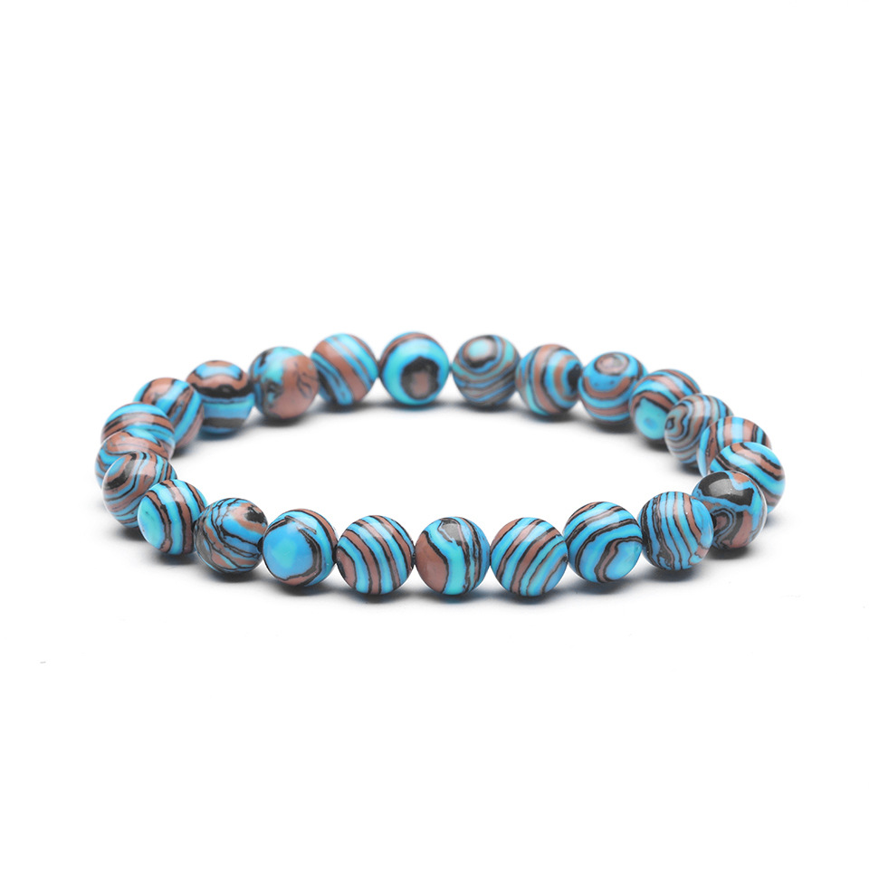 Colorful Charm Beaded Men Bracelets 8mm Natural Stone Malachite Bracelets Bangles for Women Yoga Jewelry