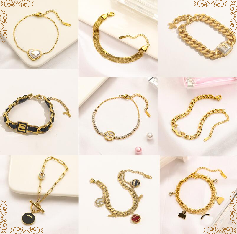 20style Fashion Designer Chain Bracelets Women Wristband Cuff Letter Jewelry Crystal 18K Gold Plated Stainless Steel Bangle Do Not Fade
20style Fashion Designer Chain Bracelets Women Wristband Cuff Letter Jewelry Crystal 18K Gold Plated Stainless Steel Bangle Do Not Fade