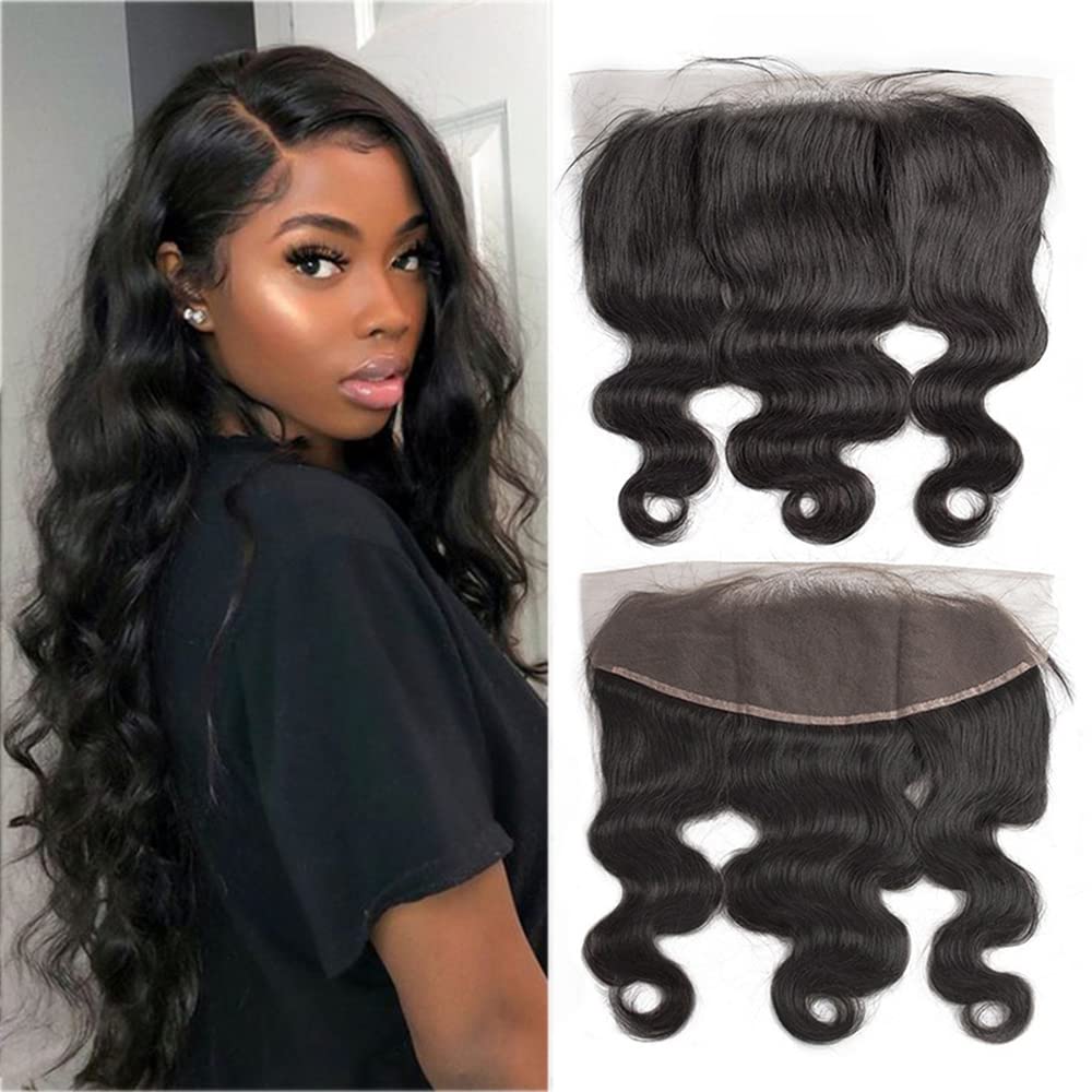 Free shipping 13x6 Tranparent HD Lace Frontal Brazilian Body Wave Human Natural Black Closure Pre Plucked With Baby Hair