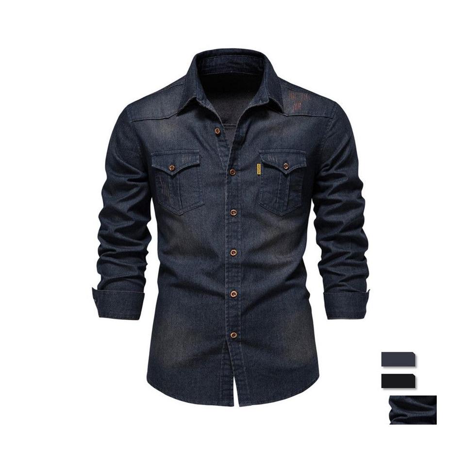 Men'S T-Shirts Aiopeson Brand Elastic Cotton Denim Shirt Men Long Sleeve Quality Cowboy Shirts For Casual Slim Fit Mens Designer Clo Dhyjb, Black
Men'S T-Shirts Aiopeson Brand Elastic Cotton Denim Shirt Men Long Sleeve Quality Cowboy Shirts For Casual Slim Fit Mens Designer Clo Dhyjb, Black