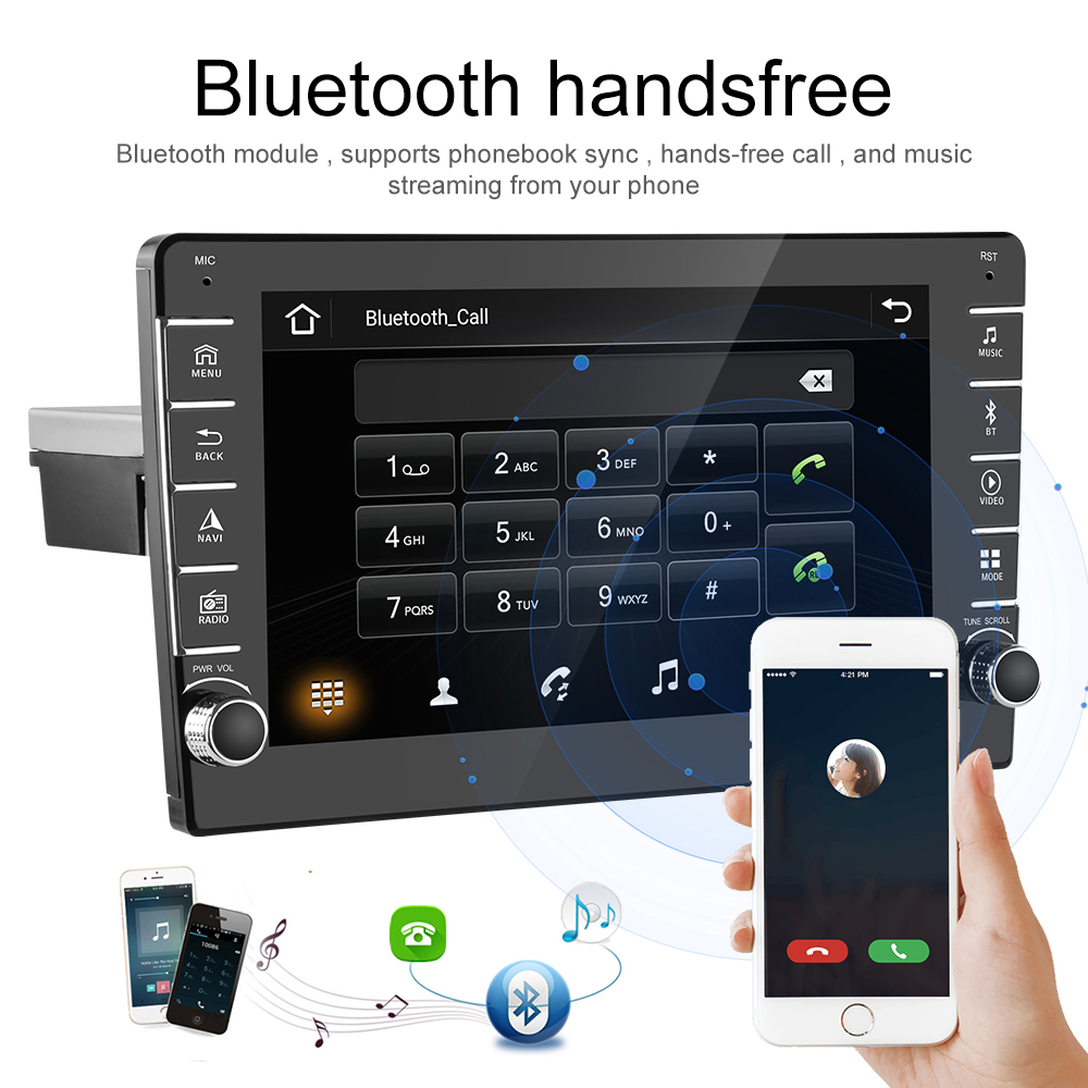 Android 2Din GPS Car Stereo Radio 8'' 2.5D Tempered Glass Mirror MP5 Player Bluetooth WIFI GPS FM No DVD Radio Receiver