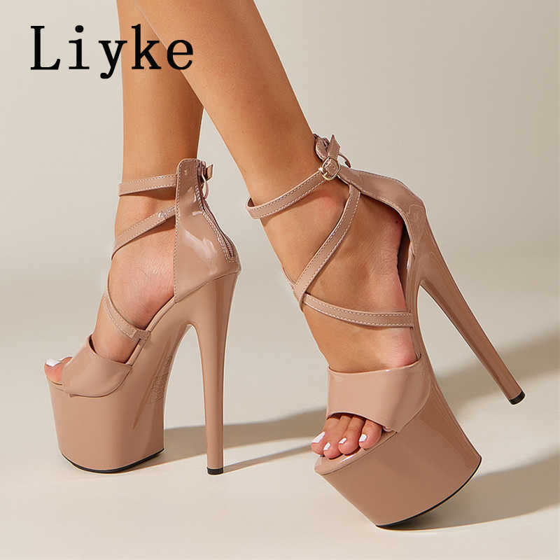 Sandals Liyke Fashion Runway Ankle Strap Platform Sandals Women Summer Patent Leather Open Toe Zip Sexy 17CM High Heels Pole Dance Shoes T221209, Apricot
Sandals Liyke Fashion Runway Ankle Strap Platform Sandals Women Summer Patent Leather Open Toe Zip Sexy 17CM High Heels Pole Dance Shoes T221209, Apricot