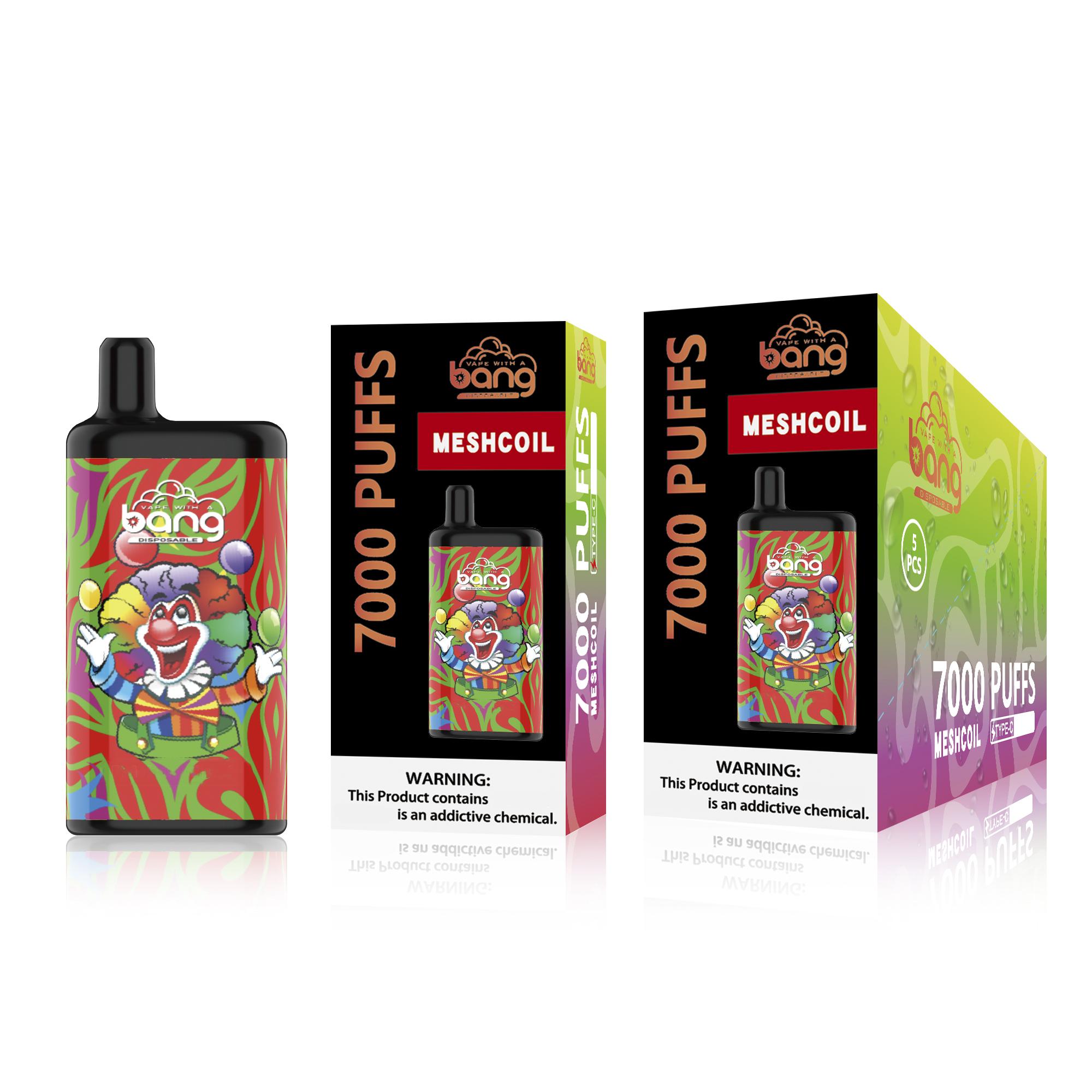 Bang Mesh Coil 7000 Puffs Bars Disposable E cigarettes Vape 15ml Pre-filled Pods Cartridge 850mAh Rechargeable Battery vs puff 800 2800 1600 elves 5000
Bang Mesh Coil 7000 Puffs Bars Disposable E cigarettes Vape 15ml Pre-filled Pods Cartridge 850mAh Rechargeable Battery vs puff 800 2800 1600 elves 5000