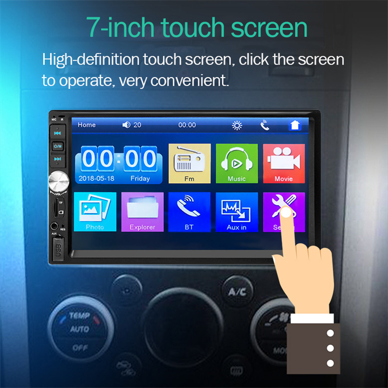 7" Car Radio 2 Din MP5 Player Touch Screen Universal Bluetooth Mirror Link TF USB FM with 8 12 Camera Remote Control 7012B