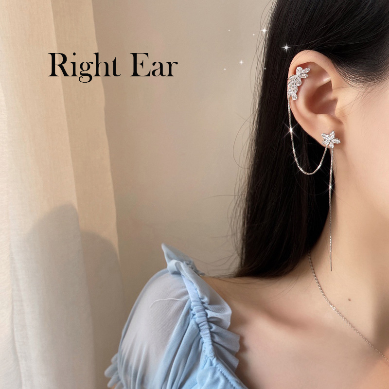 1PC New Fashion Gold Color Moon Star Clip Earrings For Women Simple Fake Cartilage Long Tassel Ear Cuff Jewelry