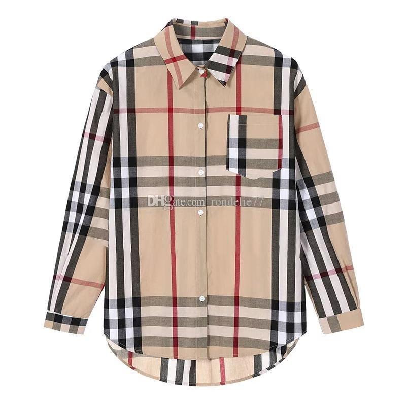 2023 Designer Women's Blouses Shirts Fashion Classic 2022 Summer New Plaid T-Shirt Plus Size Casual Long Sleeve Top