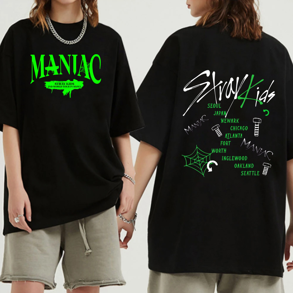 Stray Kids Maniac World Tour T Shirt Korean Style Kpop Straykids O-neck T Shirts Women Cotton Casual Streetwear 90S Tops Clothes, 001
Stray Kids Maniac World Tour T Shirt Korean Style Kpop Straykids O-neck T Shirts Women Cotton Casual Streetwear 90S Tops Clothes, 001