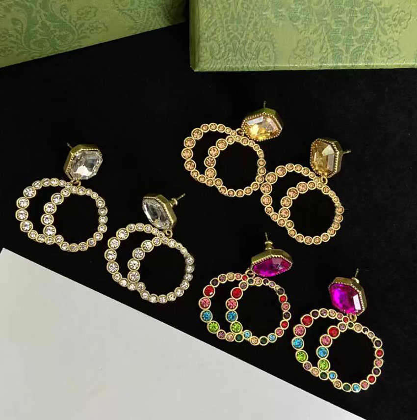 Fashion Diamond Double Letter Charm Dangle Earrings aretes Women Luxury Designer G Earrings Bijoux With Box
Fashion Diamond Double Letter Charm Dangle Earrings aretes Women Luxury Designer G Earrings Bijoux With Box