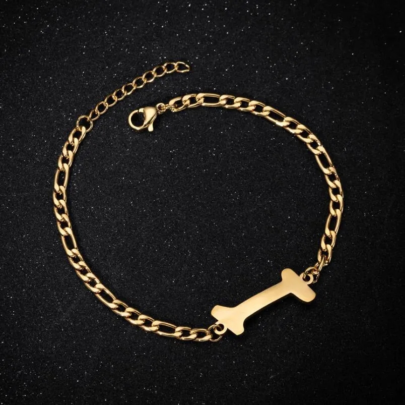 316L Stainless Steel Cuban Chain Capital Letter Bracelet Gold Silver Initial Letter Charm Bracelets A-Z for Men Women Wedding Jewelry Nice Gift