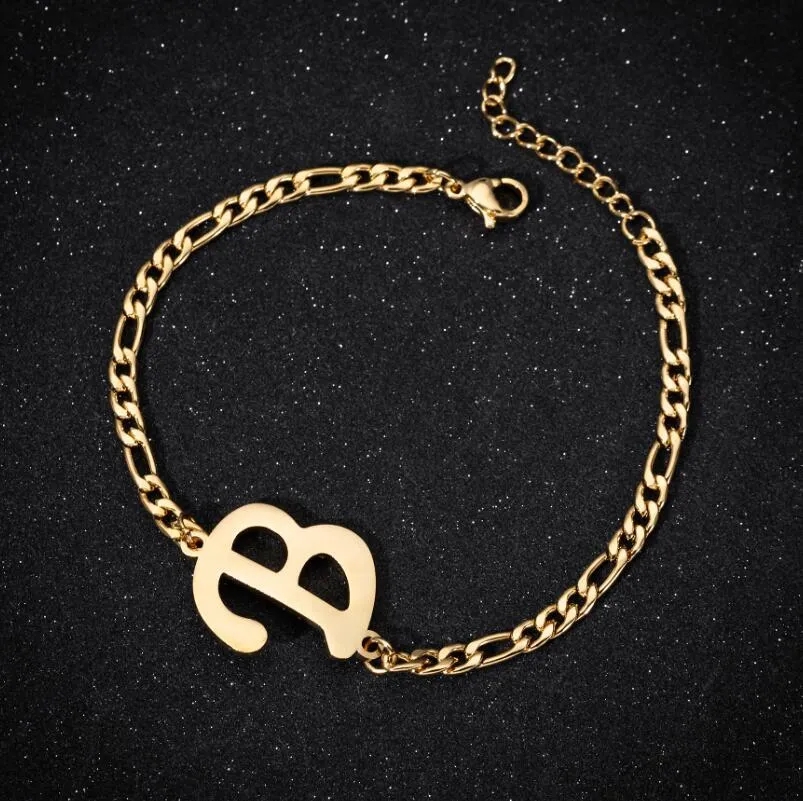 316L Stainless Steel Cuban Chain Capital Letter Bracelet Gold Silver Initial Letter Charm Bracelets A-Z for Men Women Wedding Jewelry Nice Gift