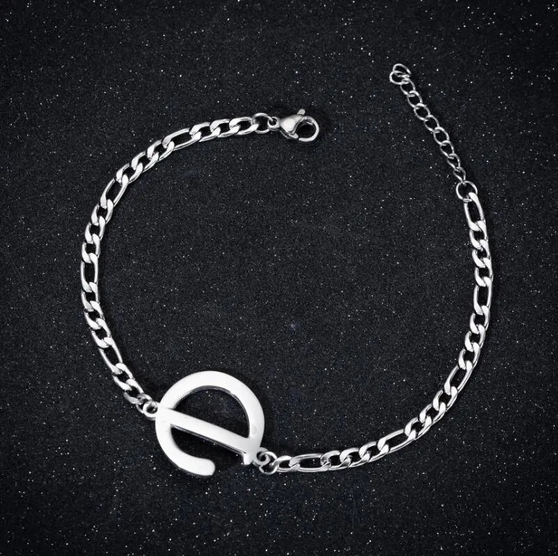 316L Stainless Steel Cuban Chain Capital Letter Bracelet Gold Silver Initial Letter Charm Bracelets A-Z for Men Women Wedding Jewelry Nice Gift