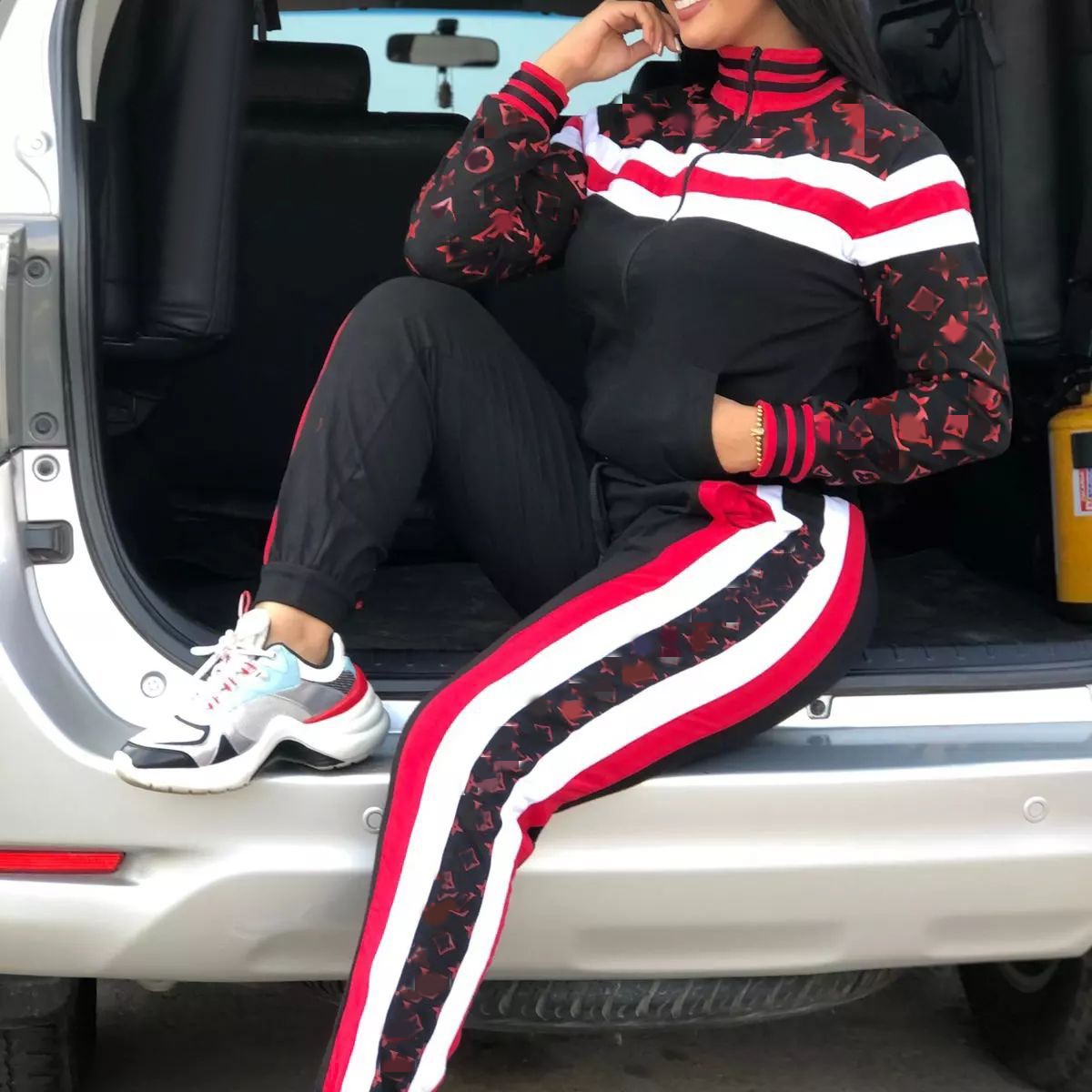 2023 Two Piece Pants Tracksuit Women Outfits Fashion Print Zipper Jacket and Sweatpants Sets Free Ship, Black
2023 Two Piece Pants Tracksuit Women Outfits Fashion Print Zipper Jacket and Sweatpants Sets Free Ship, Black