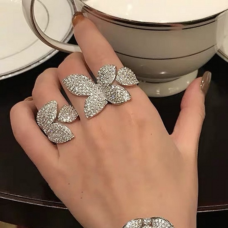 vecalon Big Flower Promise Ring 925 Sterling Silver Micro pave Diamond Party Wedding Band Rings For Women Jewelry Best Gift