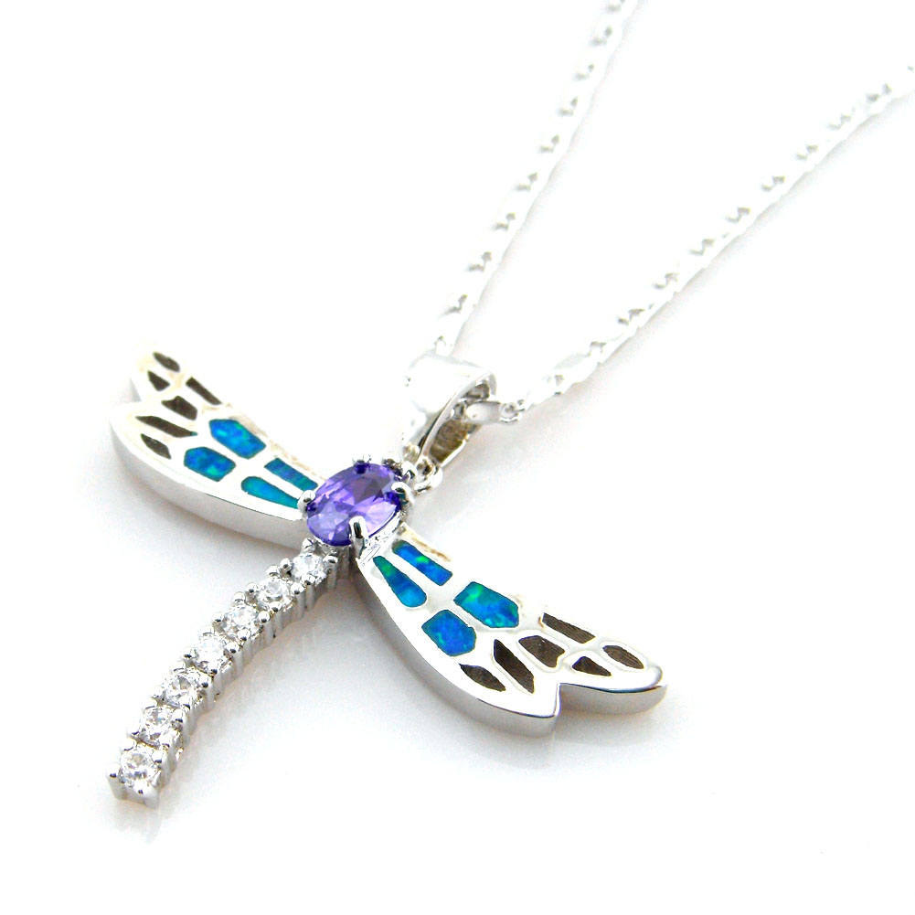 Hot selling mexican opal pendant dragonfly pendant 925 stamped