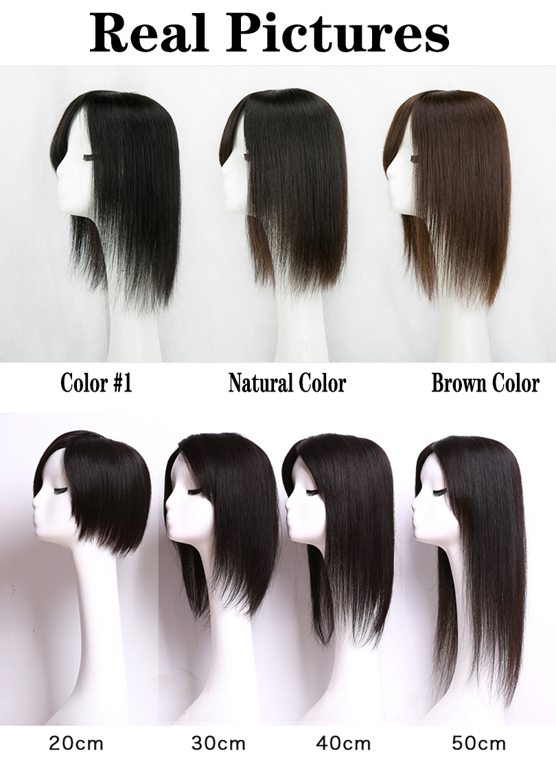 Loose Water Wavy Hairpiece Clip in Fluffy Topper With Choppy Bangs human Hair Toupee for Women Girls 15x16cm