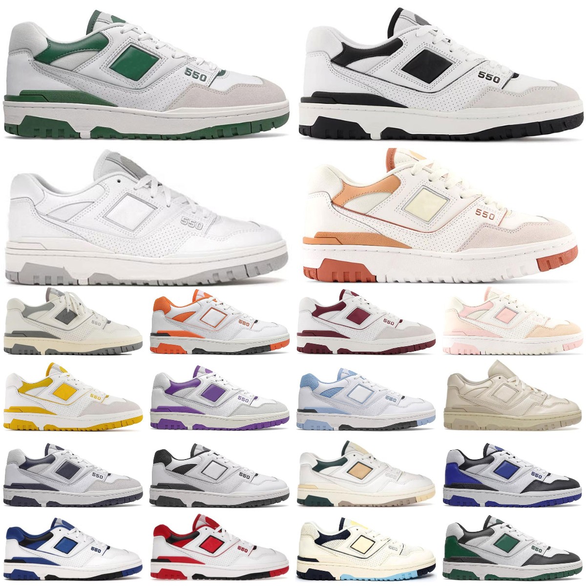 

NEW 550 550S casual shoes Cream Navy Blue White Green Shadow Sea Salt Varsity Gold UNC Syracuse Men Women N550 b550 BB550 outdoor Sports Trainers Sneakers, Box