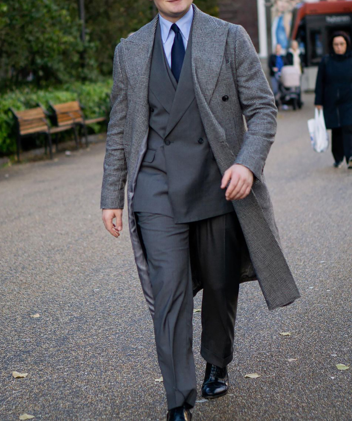 One Piece Wedding Tuxedos Long Coat Glen Plaid Modern Formal Slim Double Breasted Customized Fit Notched Lapel Three Outer Pockets Business Coat