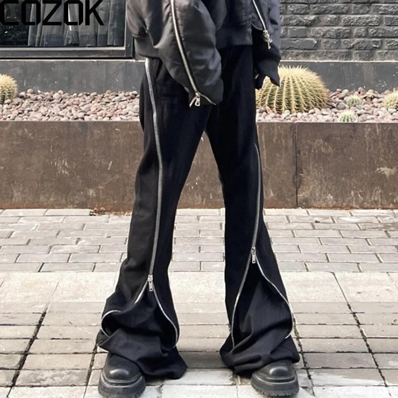 Men's Jeans Vintage Screw Twist Black Micro Flared Jean Men Hip Hop Diagonal Zipper Loose Wide Pants Unisex Streetwear Denim