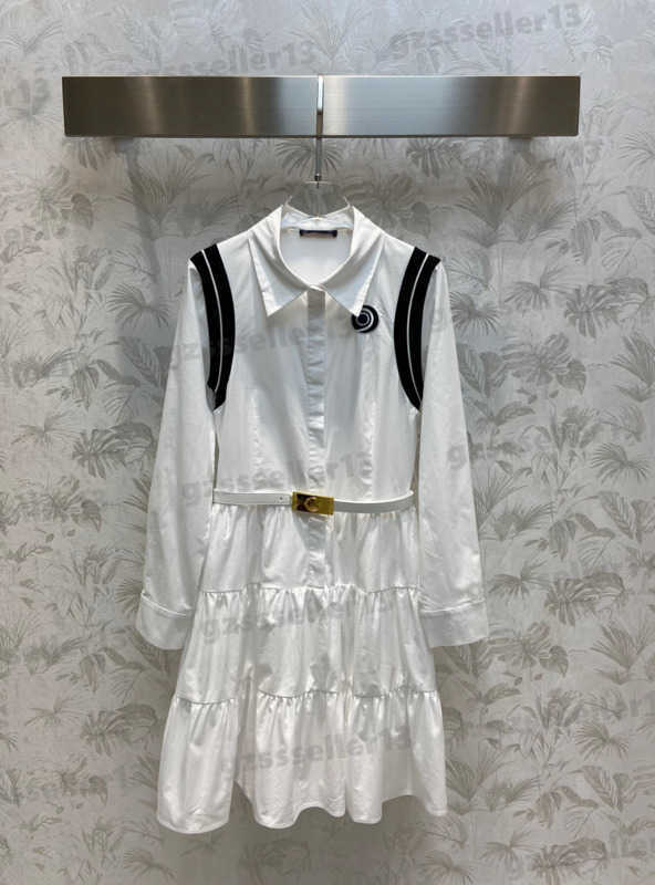 Brand Women Dress Fashion Logo Embroidery Pattern Panel Dresses Lapel A-Line Shirt Dress Luxury Designer Womens Clothing 0912, 17
Brand Women Dress Fashion Logo Embroidery Pattern Panel Dresses Lapel A-Line Shirt Dress Luxury Designer Womens Clothing 0912, 17