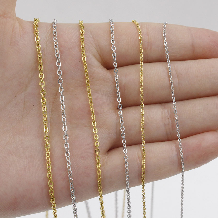18k Gold Chain Necklace For Women Men Silver 1mm Box Chain Necklace Stainless Steel Jewelry with Spring Ring Clasp1.5 2mm