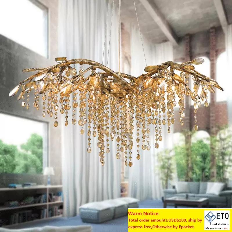 Modern Minimalist Crystal Chandeliers Lustres Cristal Pendant Lamps G9 K9 Crystal Large Chandeliers Lighting for Hotel Deco