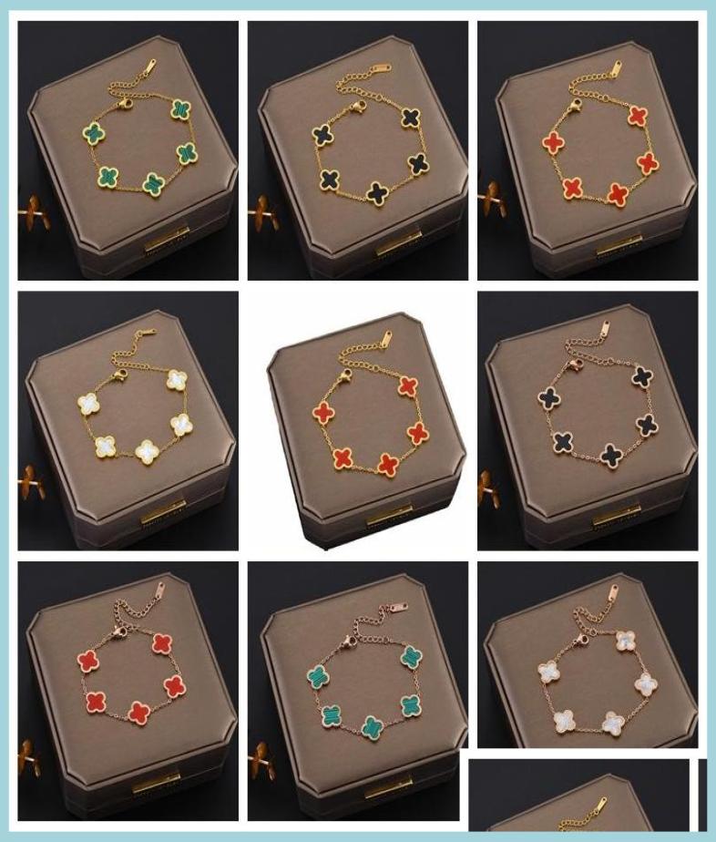 Charm Bracelets Classic Design Colorf Clover Charm Bracelet 18K Rose Gold Stainless Steel Jewelry For Women Drop Delivery 2022 Bra6706626
Charm Bracelets Classic Design Colorf Clover Charm Bracelet 18K Rose Gold Stainless Steel Jewelry For Women Drop Delivery 2022 Bra6706626