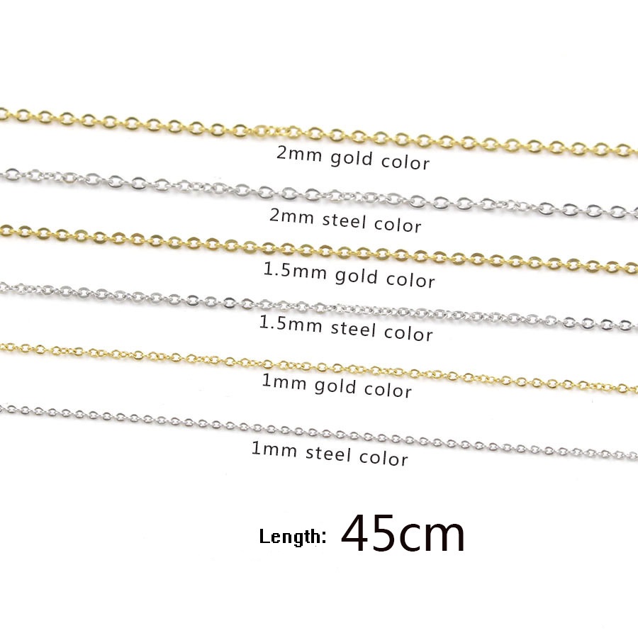 18k Gold Chain Necklace For Women Men Silver 1mm Box Chain Necklace Stainless Steel Jewelry with Spring Ring Clasp1.5 2mm