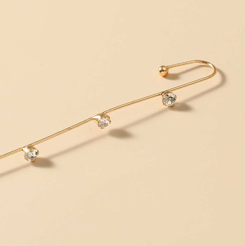 New Ear Needle Wrap Crawler Hook Earrings For Women Surround Auricle Diagonal Stud Copper Inlaid Zircon Piercing Earring /1