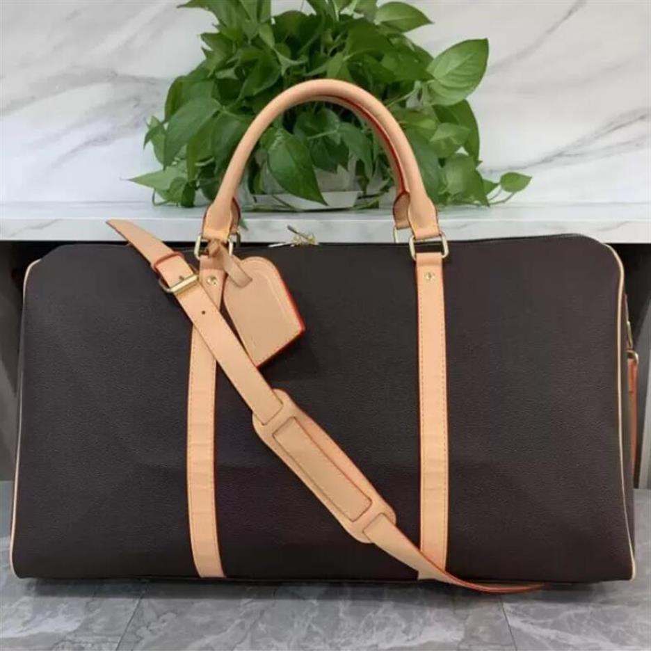 

luxury fashion men women high-quality travel duffle bags brand designer luggage handbags With lock large capacity sport bag size 62433, 54cm brown grid