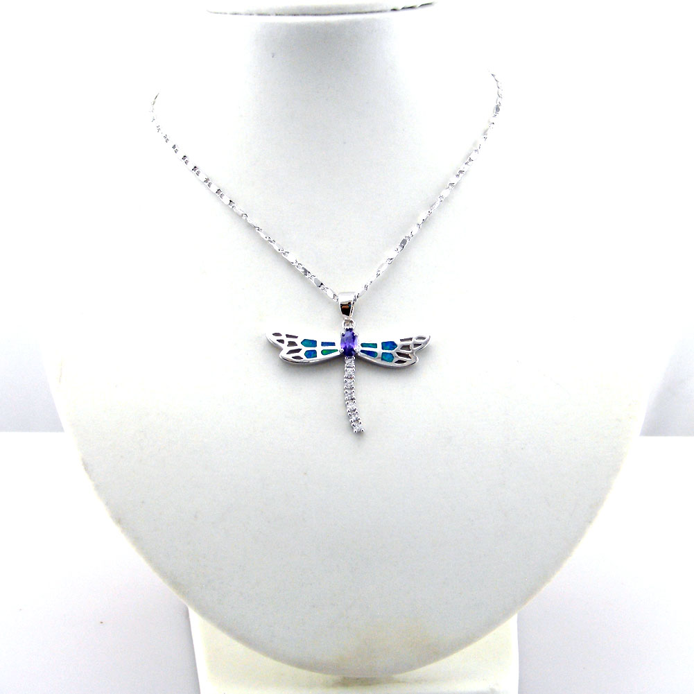 Hot selling mexican opal pendant dragonfly pendant 925 stamped