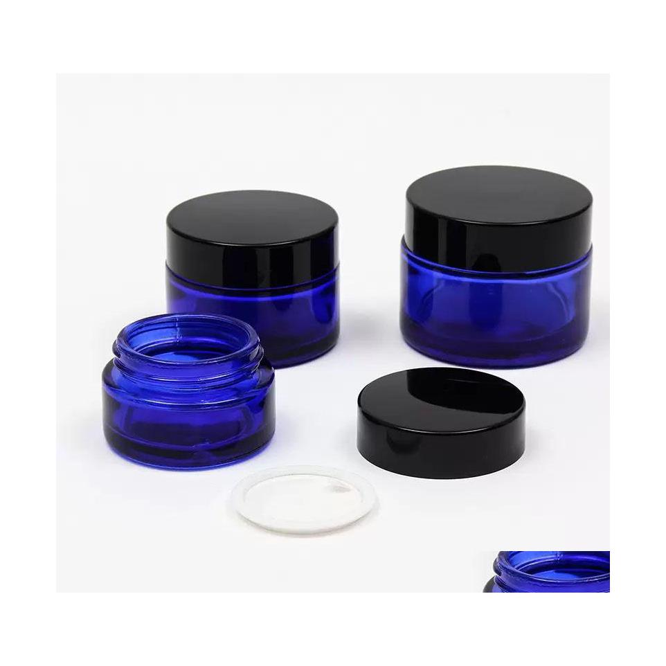 Packing Bottles 20G 30G 50G Cobalt Blue Glass Cosmetic Jars Round For Lip Balm Cream With Black Lid Pp Inner Liners Drop Delivery Of Dhu4L
Packing Bottles 20G 30G 50G Cobalt Blue Glass Cosmetic Jars Round For Lip Balm Cream With Black Lid Pp Inner Liners Drop Delivery Of Dhu4L