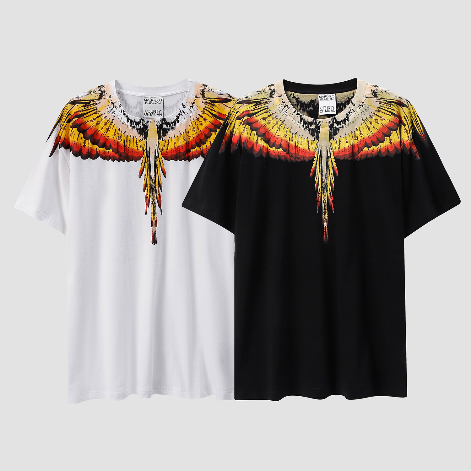 Marcelo BURLon Mens Summer Round Neck T Shirt Designer Short Sleeve Tees Couples Fashion Wings Print Tops Size S-2XL, White
Marcelo BURLon Mens Summer Round Neck T Shirt Designer Short Sleeve Tees Couples Fashion Wings Print Tops Size S-2XL, White