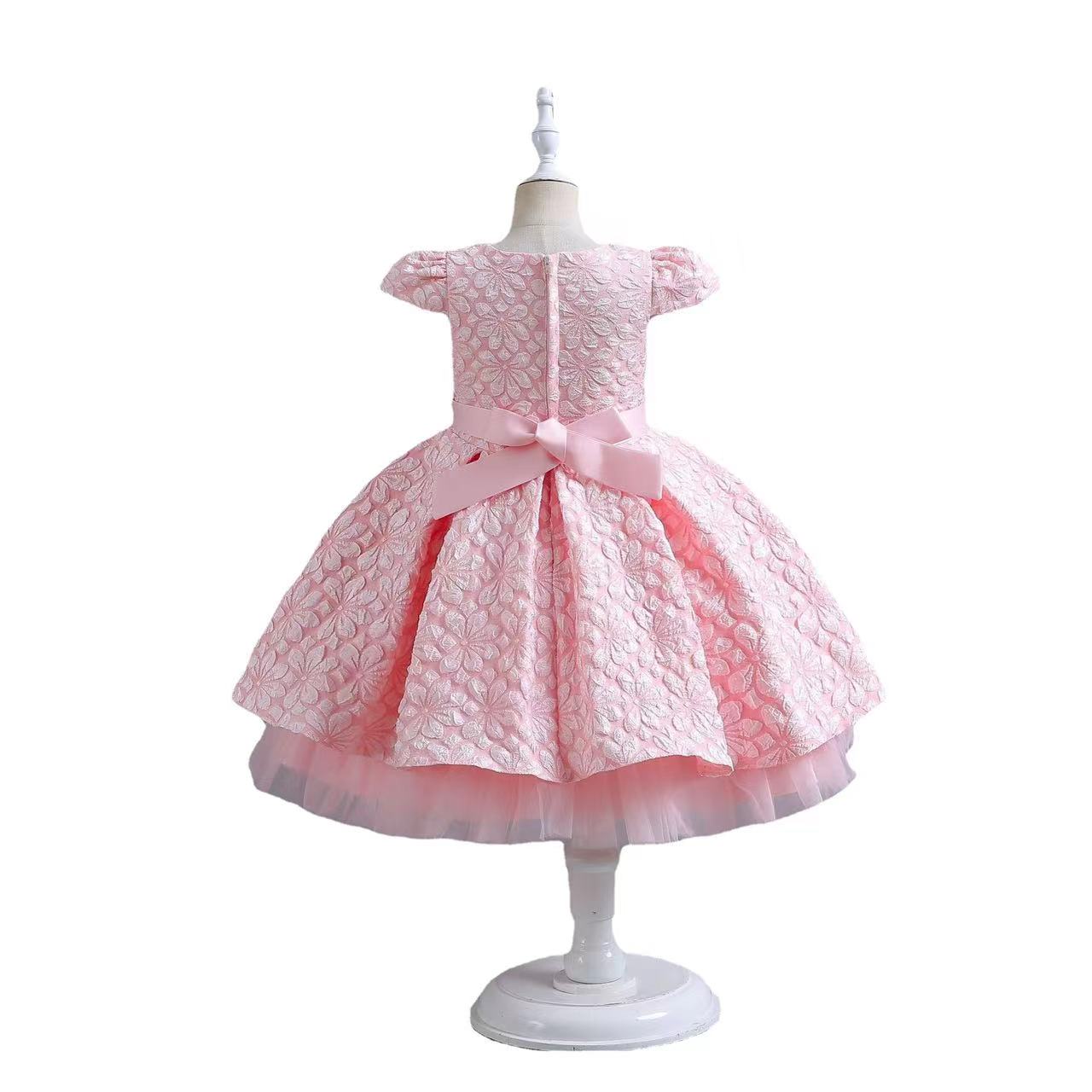 2023 Gold Crystal Flower Girls Dress pink Pageant Dresses Ball Gown Beaded Toddler Infant Clothes Little Kids Birthday Gowns