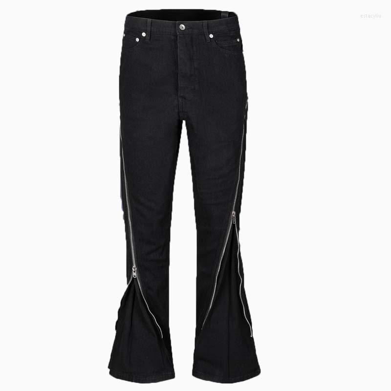 Men's Jeans Vintage Screw Twist Black Micro Flared Jean Men Hip Hop Diagonal Zipper Loose Wide Pants Unisex Streetwear Denim