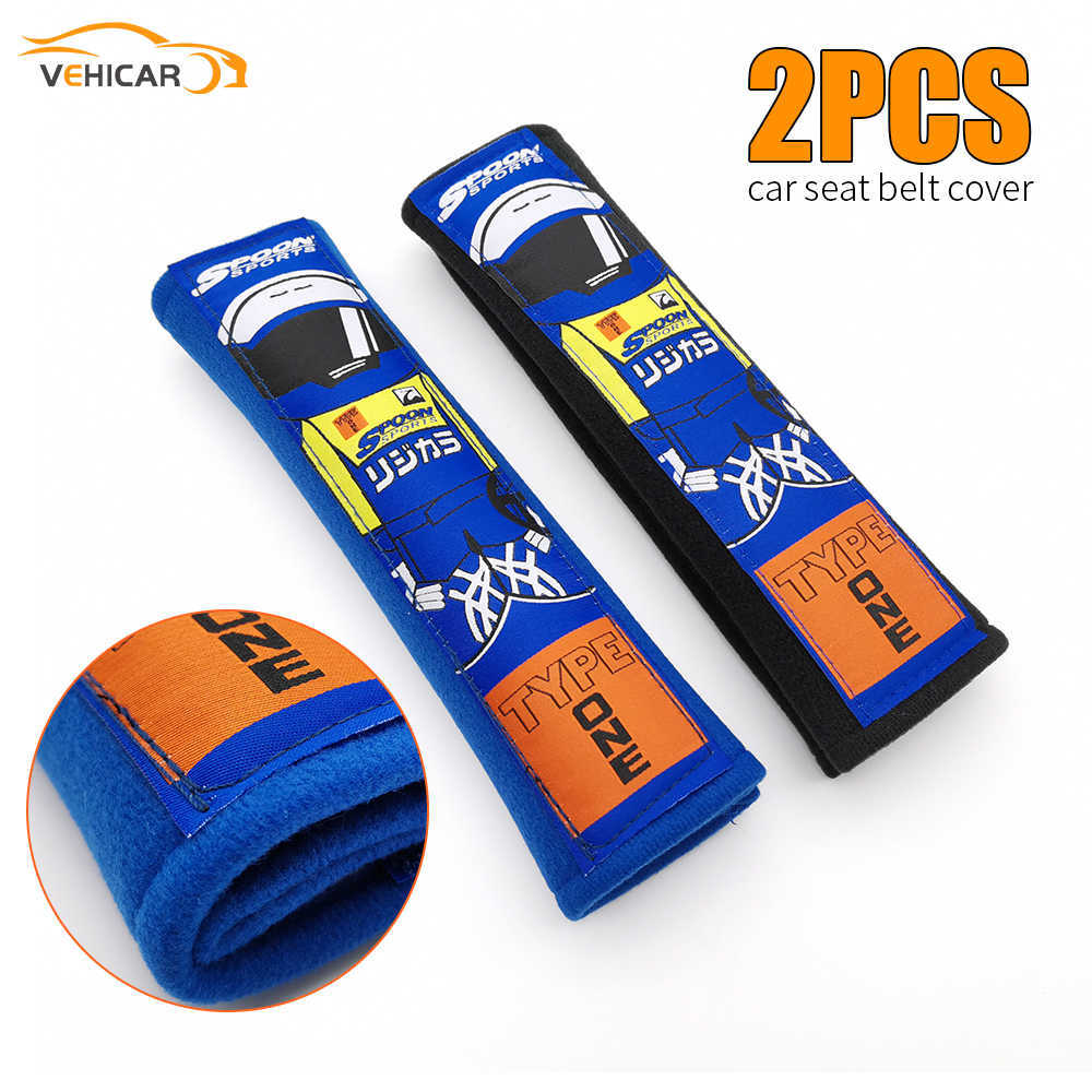 Safety Belts Accessories VEHICAR SPOON Universal TYPE Sport Car Racing Seat Belt Covers Car Safety Belt Pad Cotton For Driver Shoulder Protector T2212