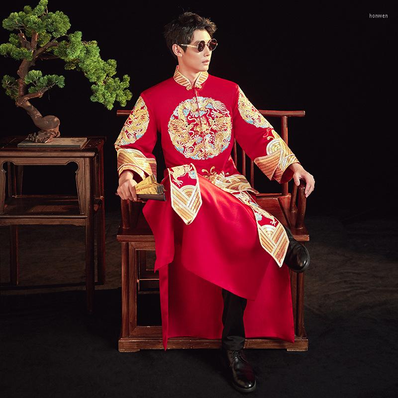 Ethnic Clothing Bridegroom Wedding Dress Marriage Tang Suit Chinese Style Vintage Men Red Dragon Embroidery Qipao
Ethnic Clothing Bridegroom Wedding Dress Marriage Tang Suit Chinese Style Vintage Men Red Dragon Embroidery Qipao