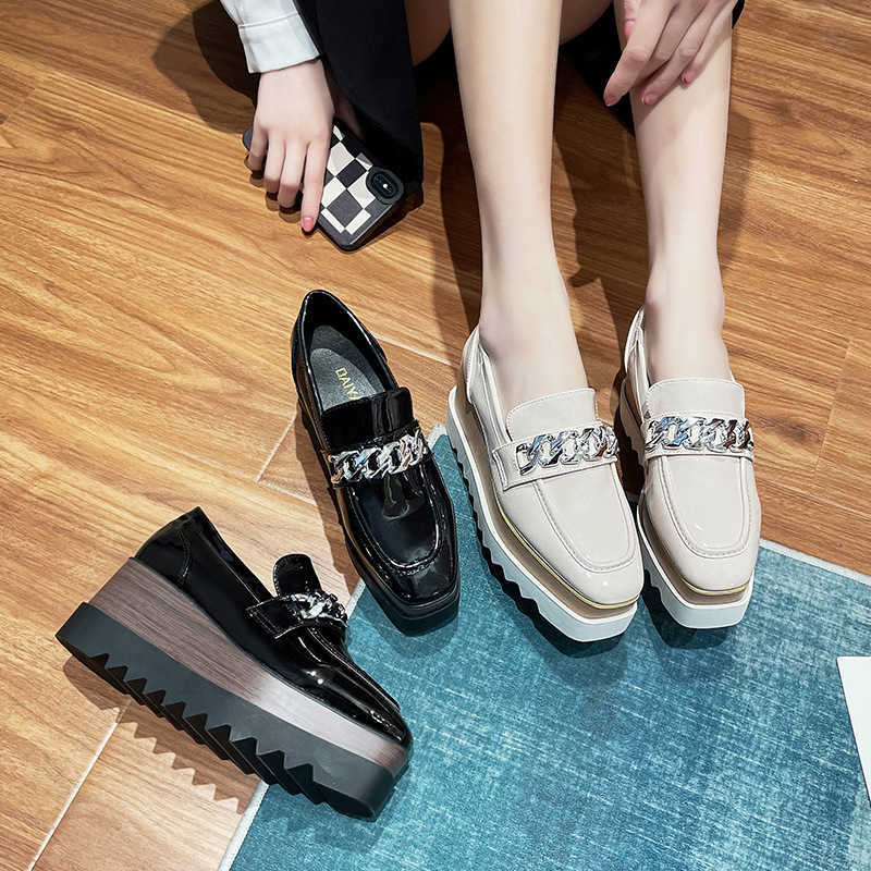 Dress Shoes Korean version wild square toe slope heel shoes lazy British one foot platform thick, Black
Dress Shoes Korean version wild square toe slope heel shoes lazy British one foot platform thick, Black