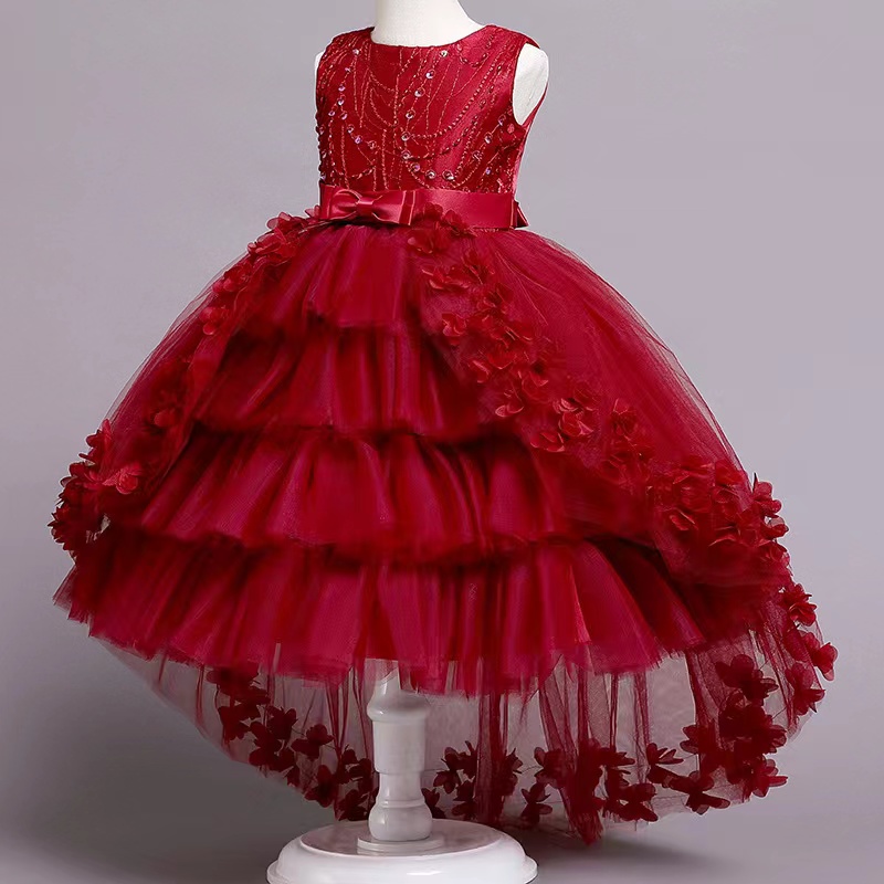 Wer Girl Dresses Weddings Sleeveless Tulle Party Dress For Kids Girls Lace Appliques Princess Ball Gown Pageant 403 6660311
