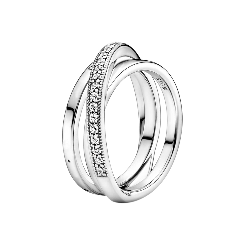 Authentic Sterling Silver Crossover Pave Triple Band Ring for Pandora Yellow Gold plated Wedding Rings For Women Men Girlfriend Gift Jewelry with Original Box Set
Authentic Sterling Silver Crossover Pave Triple Band Ring for Pandora Yellow Gold plated Wedding Rings For Women Men Girlfriend Gift Jewelry with Original Box Set