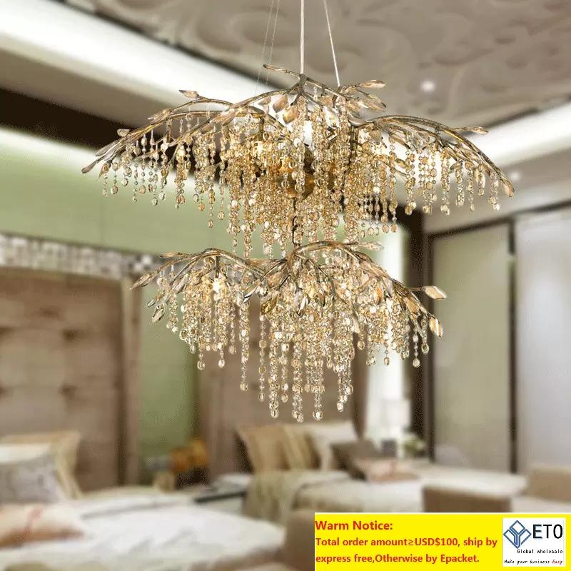 Modern Minimalist Crystal Chandeliers Lustres Cristal Pendant Lamps G9 K9 Crystal Large Chandeliers Lighting for Hotel Deco