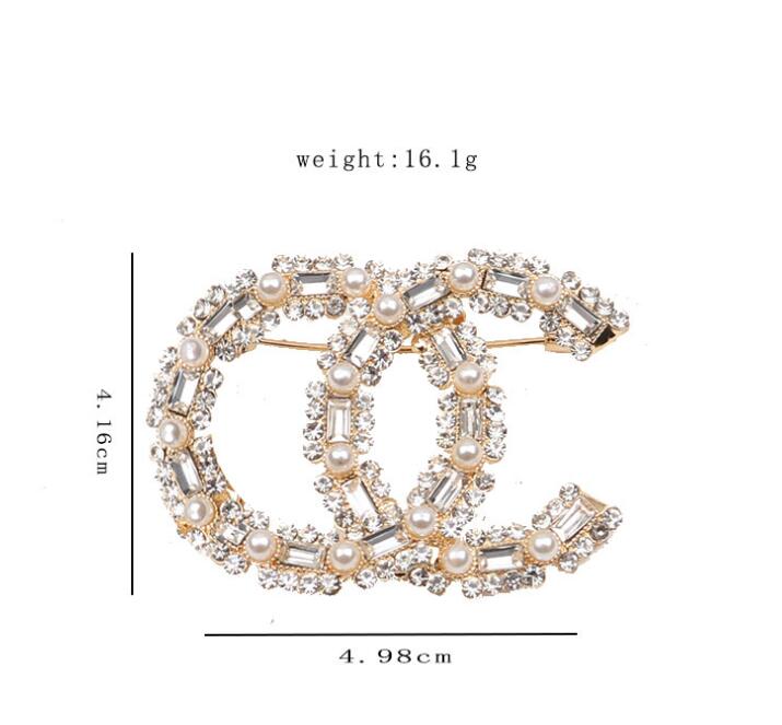 20style Brand Designer C Double Letter Brooches Women Men Couples Luxury Rhinestone Crystal Pearl Brooch Suit Laple Pin Metal Fashion Jewelry Accessories
