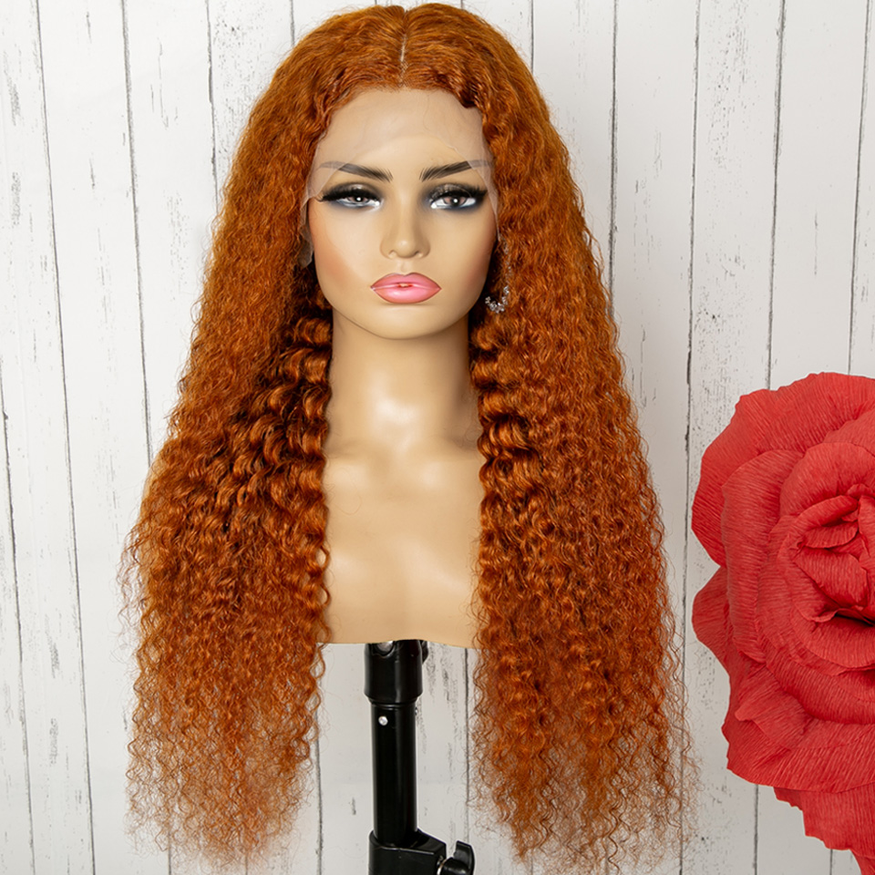 32 Inch Ginger Lace Front Wig Brazilian Human Hair Wigs Deep Wave 13X4 Hd Lace Frontal Wig For Women Synthetic Heat Resistant