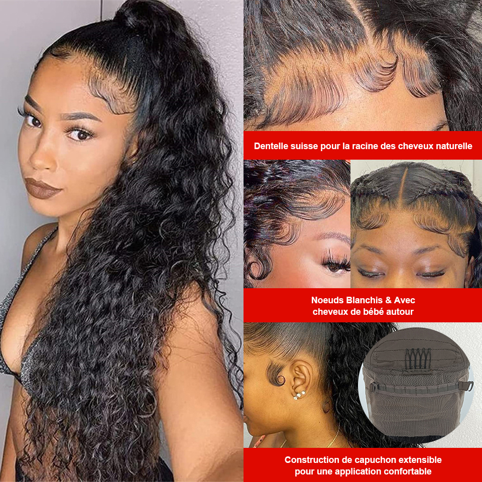 360 Deep Wave Hd Lace Frontal Wig Brazilian Curly Human Hair Wigs For Women 30 Inch 13x4 Wet And Wavy Synthetic Wig Preplucked