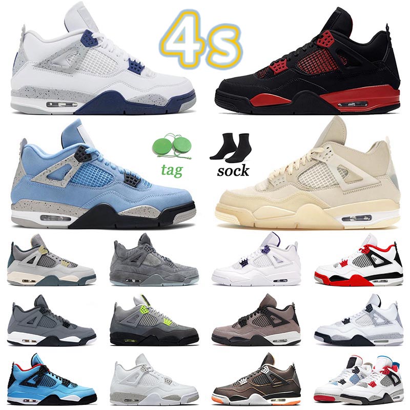 fashion jumpman 4s basketball shoes J4 OW-Sail New Black Cat Red Thunder University Blue Midnight Navy Court Purple Royalty Cool Grey sneaker trainer mens womens, J23 40-47 union off noir