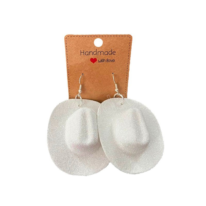 Vintage Cowboy Hat Shape Dangle Hook Earrings Big Pendant Resin Earring For Women Girls Fashion Jewelry Party Gifts