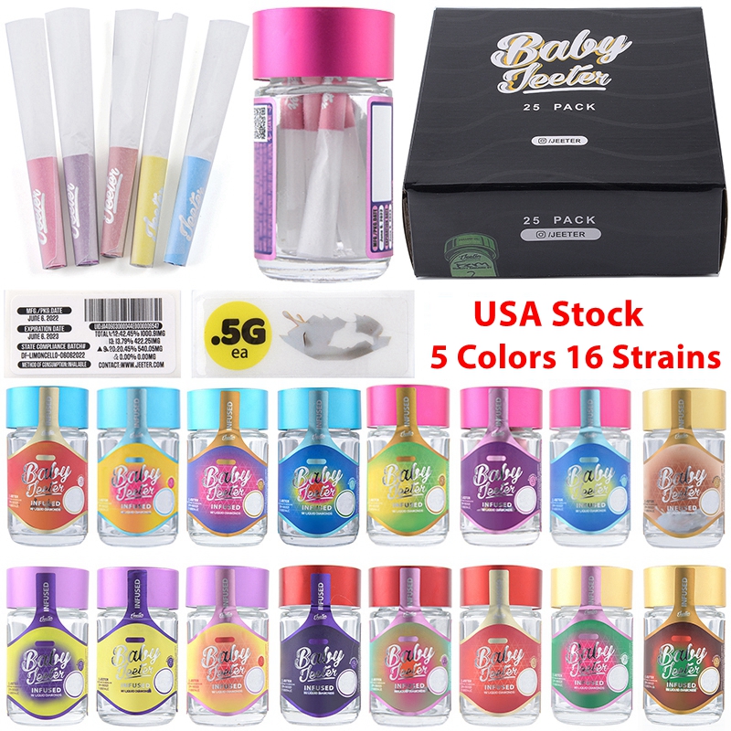 Stock In USA Baby Jeeter Infused Available Accessories Container Pre roll Papers Bag High Potency Liquid Diamond Cone Paper Label Box Pack 16 Strains
Stock In USA Baby Jeeter Infused Available Accessories Container Pre roll Papers Bag High Potency Liquid Diamond Cone Paper Label Box Pack 16 Strains