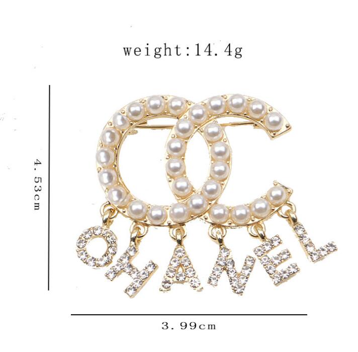 Brooches Women Brand Designer Double Letter Brooches Tassel Rhinestone Diamond Crystal Circle Metal Brooch Suit Laple Pin Fashion Women Jewelry Accessories AA