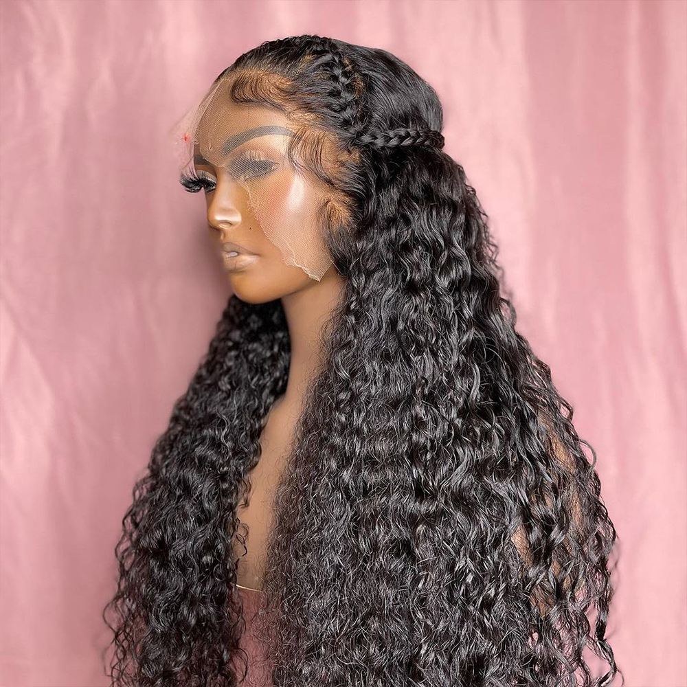 Free Style Water Wave Blonde Lace Front Wig Highlight Full Lace Human Hair Wigs for Women HD Transparent Synthetic Lace Closure Wig Preplucked